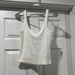 White Ribbed Tank Top